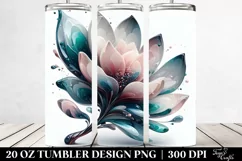Abstract Glossy Magnolia Watercolor Splash | 20 Oz Tumbler Product Image 2