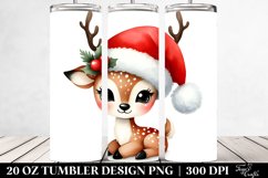 Whimsical Deer with Santa Hat 20 Oz Tumbler Product Image 2