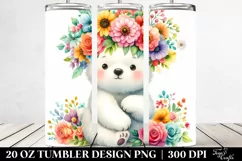 Cartoon Polar Bear Flower Crown Central Figure | 20 oz Product Image 2