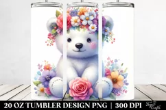Cartoon Polar Bear Flower Crown Central Figure | 20 oz Product Image 2