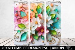 20 Oz Tumbler Sublimation | Colorful Jasmine with Floral Product Image 2