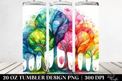 Colorful Watercolor Vibrant Rainbow Trees | 20 Oz Tumbler Product Image 2