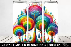 Colorful Watercolor Vibrant Rainbow Trees | 20 Oz Tumbler Product Image 2