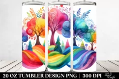 Colorful Watercolor Vibrant Rainbow Trees | 20 Oz Tumbler Product Image 2