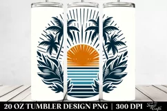 Retro Tropical Beach Sun Vector | 20 oz Tumbler Product Image 2