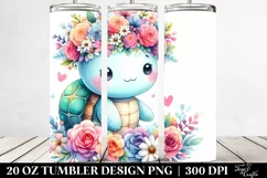 Cartoon Turtle Pastel Flower Crown Central Figure | 20 oz Product Image 2