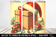 Retro Present with Santa Hat Clipart Product Image 2