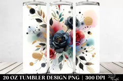 Watercolor Black Roses Gold Insertions | 20 oz Tumbler Product Image 2