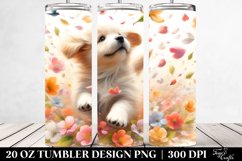 Tumbling Dog with Spring Petals | 20 Oz Tumbler Product Image 2