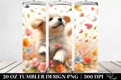 Tumbling Dog with Spring Petals | 20 Oz Tumbler Product Image 2