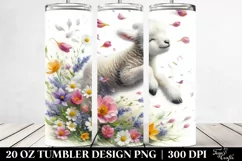 20 Oz Tumbler Sublimation | Spring Petals Lamb Tumbling in Product Image 2