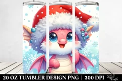 Excited Pastel Dragon with Santa Hat 20 Oz Tumbler Product Image 2