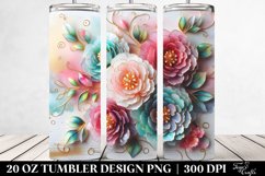 20 Oz Tumbler Sublimation | Colorful Peonies with Floral Product Image 2