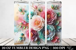 20 Oz Tumbler Sublimation | Colorful Peonies with Floral Product Image 2