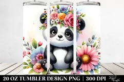 Cartoon-Style Panda with Flower Crown | 20 oz Tumbler Product Image 2