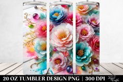 20 Oz Tumbler Sublimation | Colorful Peonies with Floral Product Image 2