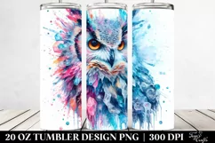 Abstract Vibrant Watercolor Owl Made of Ice | 20 oz Tumbler Product Image 2