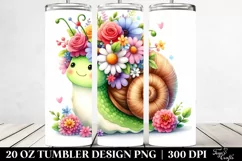 a Cartoon-Style Snail on Flower Crown | 20 oz Tumbler Product Image 2