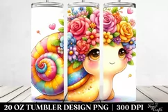 a Cartoon-Style Snail on Flower Crown | 20 oz Tumbler Product Image 2