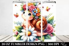 a Cartoon-Style Snail on Flower Crown | 20 oz Tumbler Product Image 2