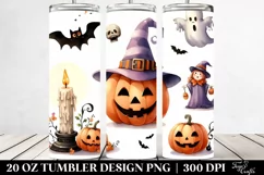 Watercolor Funny Halloween Haunted House 20 Oz Tumbler Product Image 2