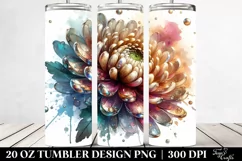 20 Oz Tumbler Sublimation | Shiny Chrysanthemum with Product Image 2