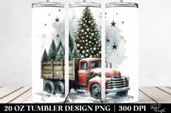 Watercolor Truck with Christmas Trees 20 Oz Tumbler Product Image 2