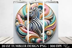Colorful Pastel 3D Zebra Ornament, Transparent 20 Oz Tumbler Product Image 2