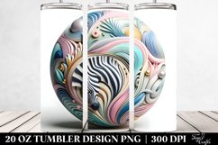 Colorful Pastel 3D Zebra Ornament, Transparent 20 Oz Tumbler Product Image 2