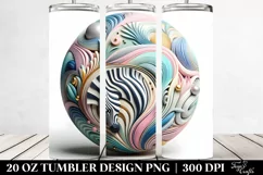 Colorful Pastel 3D Zebra Ornament, Transparent 20 Oz Tumbler Product Image 2