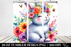 Vibrant Cartoon Rabbit with Flower Crown | 20 oz Tumbler Product Image 2