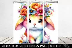 Vibrant Cartoon Rabbit with Flower Crown | 20 oz Tumbler Product Image 2