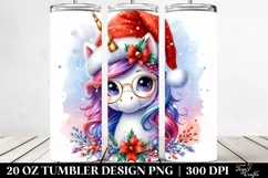 Cute Unicorn with Santa Hat 20 Oz Tumbler Product Image 2