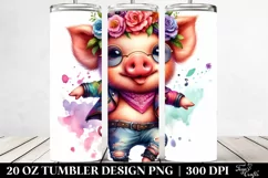 Baby Pig Dancing Watercolor 20 Oz Tumbler Product Image 2