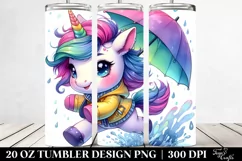 cute Unicorn Running Watercolor Clipart Product Image 2