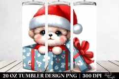 Cute Baby Bichpoo with Santa Hat PNG Product Image 2