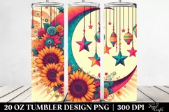 Retro Half Moon with Sunflowers | 20 oz Tumbler Product Image 2