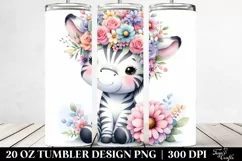 Cartoon Zebra with Flower Crown | 20 oz Tumbler Product Image 2