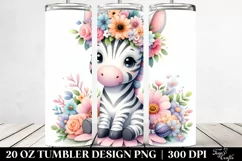Cartoon Zebra with Flower Crown | 20 oz Tumbler Product Image 2