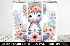 Cute Zebra Flower Crown | 20 oz Tumbler Product Image 2