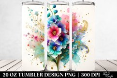 20 Oz Tumbler Sublimation | Colorful Delphinium with Floral Product Image 2