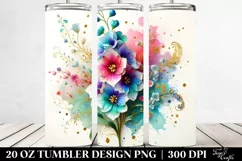20 Oz Tumbler Sublimation | Colorful Delphinium with Floral Product Image 2