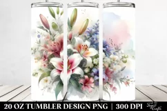 Colorful Watercolor Lily | 20 oz Tumbler Product Image 2