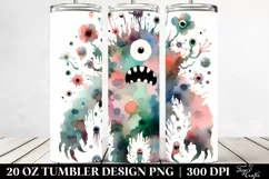 Simple Monster Watercolor Drawing | 20 oz Tumbler Product Image 2