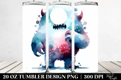 Simple Monster Watercolor Drawing | 20 oz Tumbler Product Image 2
