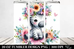 Cartoon Zebra Sitting on Flower, Transparent 20 Oz Tumbler Product Image 2