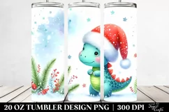 Vibrant Dinosaur with Santa Hat 20 Oz Tumbler Product Image 2