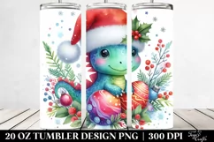 Vibrant Dinosaur with Santa Hat 20 Oz Tumbler Product Image 2