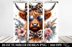 Elegant Highland Cow with Flowers, Transparent 20 Oz Tumbler Product Image 2