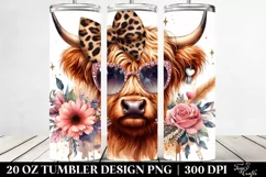 Highland Cow with Animal Print Bow, Transparent 20 Oz Product Image 2